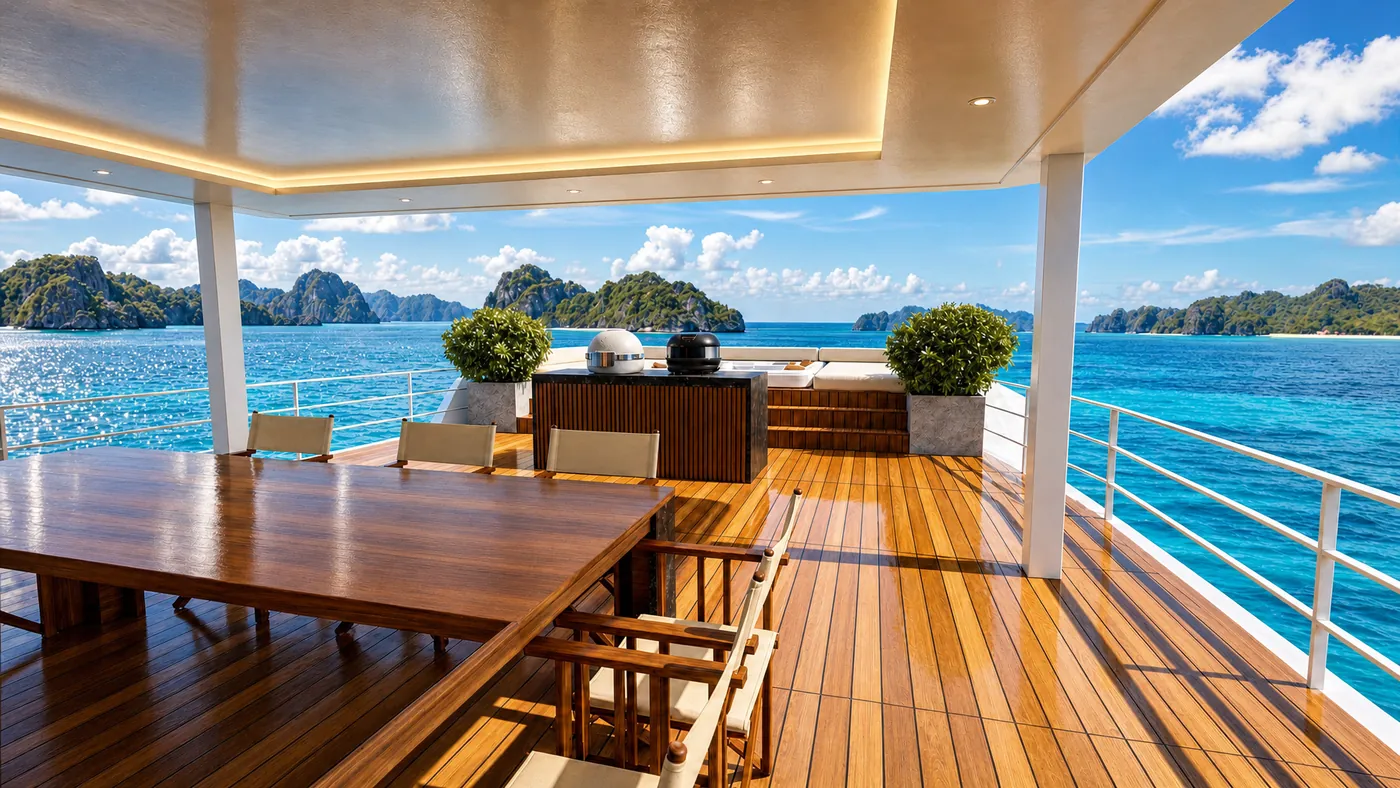 Aft deck dining